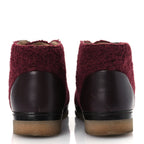 Chanel Tweed Calfskin Patent CC Lace Up Short Boots 39 Burgundy