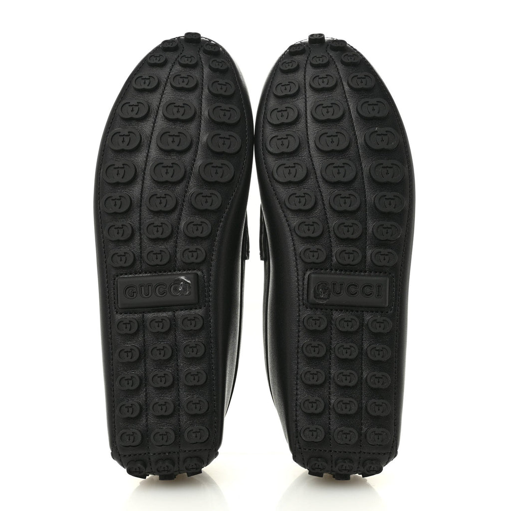 Gucci Soft Clove Calfskin Mens Horsebit Driver Loafers 9 Black