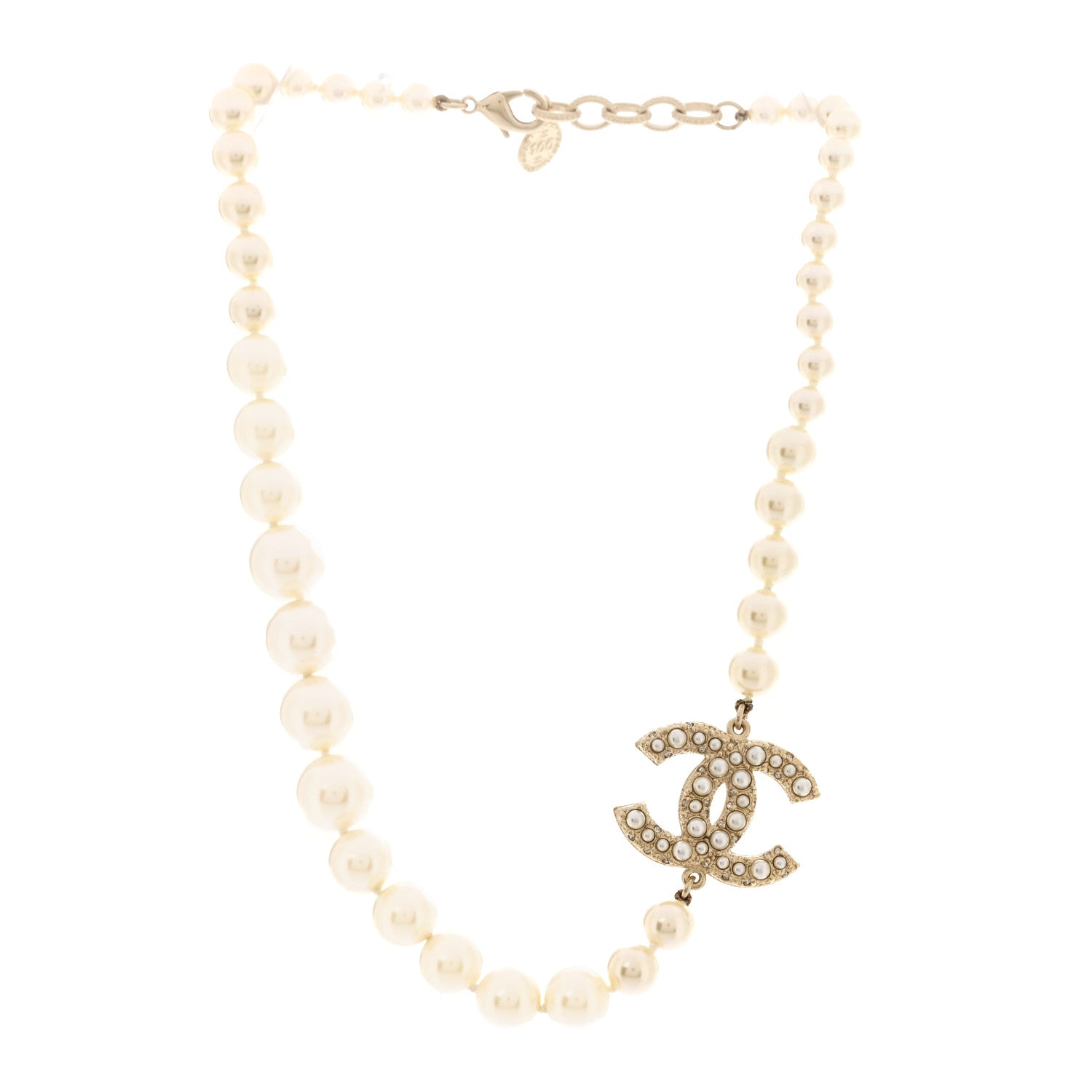 Chanel Pearl CC 100th Anniversary Necklace Light Gold