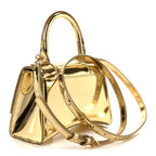 Balenciaga Mirror Calfskin Hourglass Top Handle Bag XS Gold