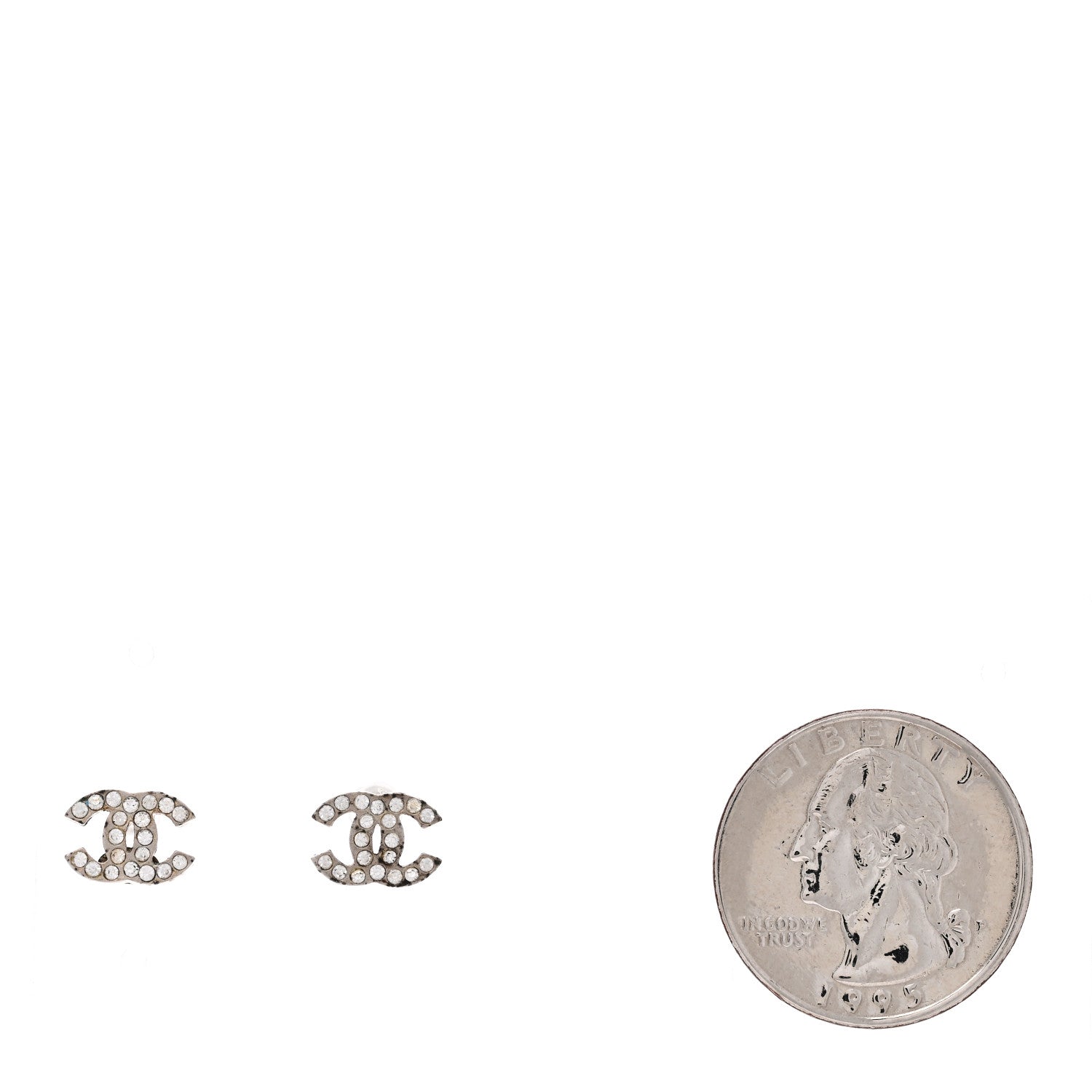 Chanel Crystal Mini CC Earrings Silver