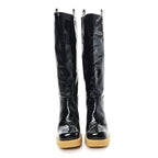 Miu Miu Crinkled Patent Calfskin Knee High Boots 37.5 Black