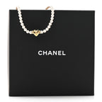 Chanel Crystal Pearl CC Heart Choker Necklace Gold