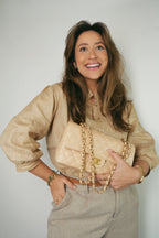 Chanel Beige Clair Caviar Quilted Double Flap Medium Gold Hardware