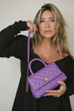 Chanel Purple Caviar Quilted Small Coco Handle