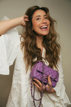 Chanel Purple Lambskin Quilted Mini Rectangular Flap Light Gold Hardware