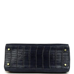Hermes Kelly Retourne 28 Bleu Nuit Satin Matte Porosus Crocodile Gold Hardware