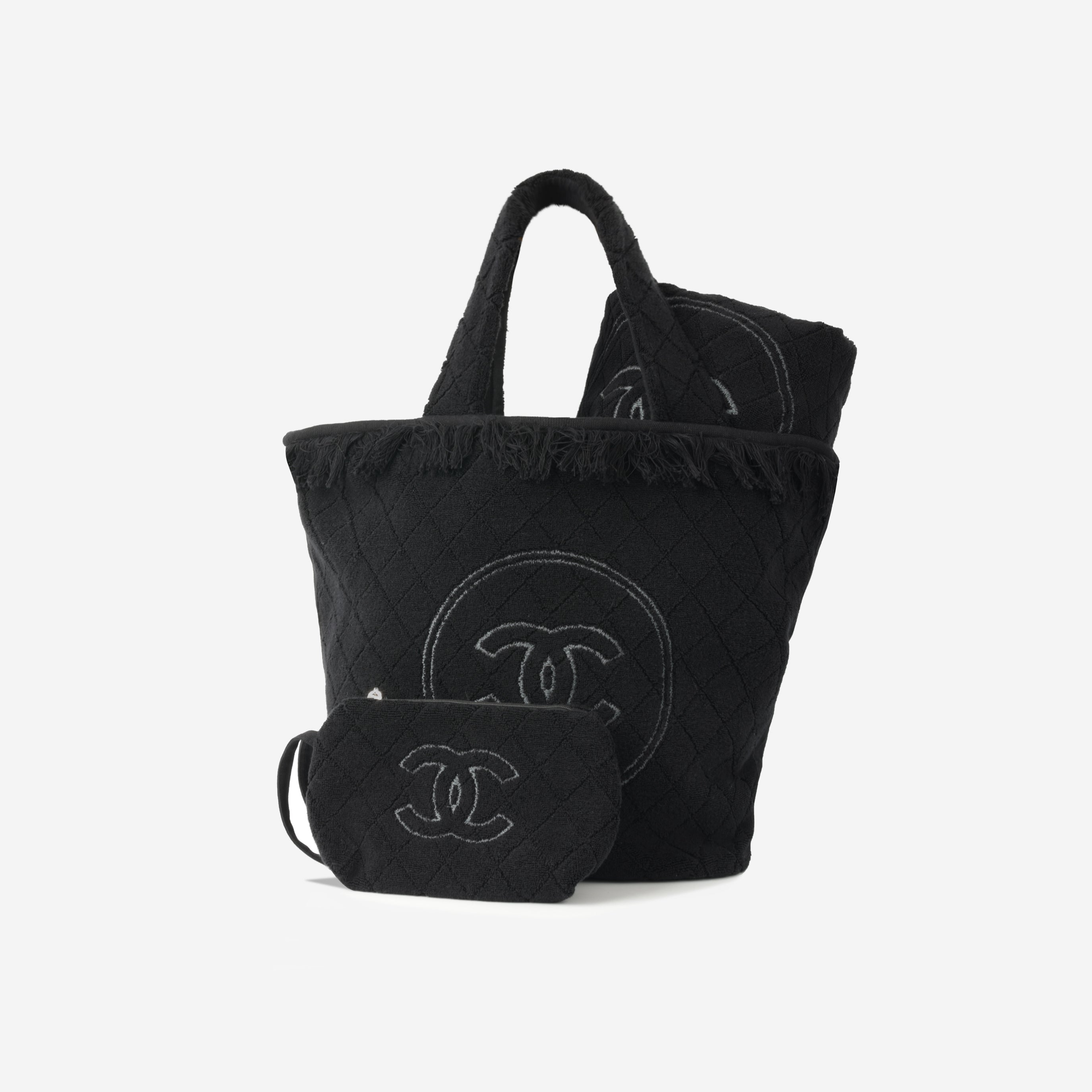 Chanel SS25 Beachwear Towel Set - Black Cotton