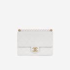 Chanel Medium Pearl Flap - White Calfskin | Gold Hardware