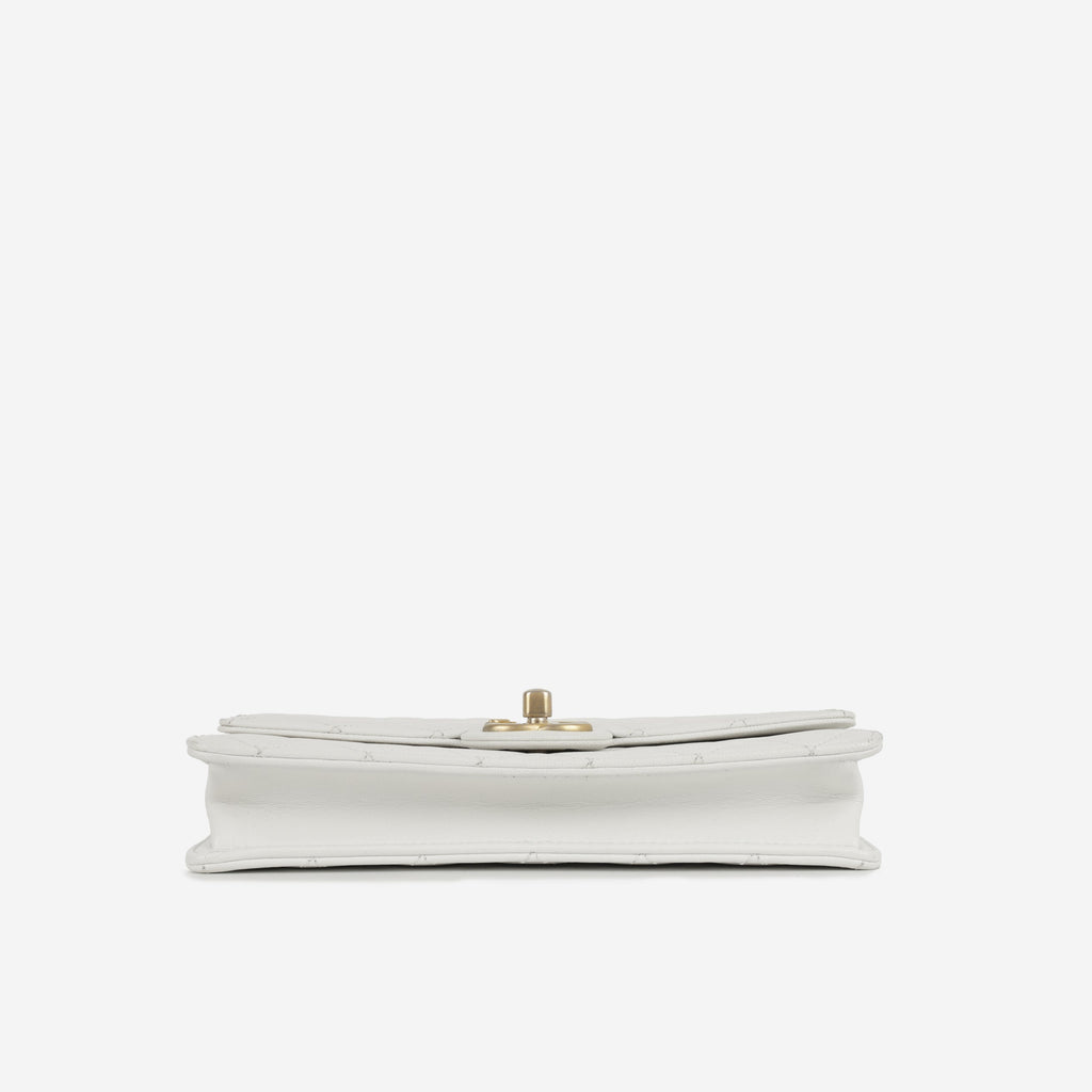 Chanel Medium Pearl Flap - White Calfskin | Gold Hardware
