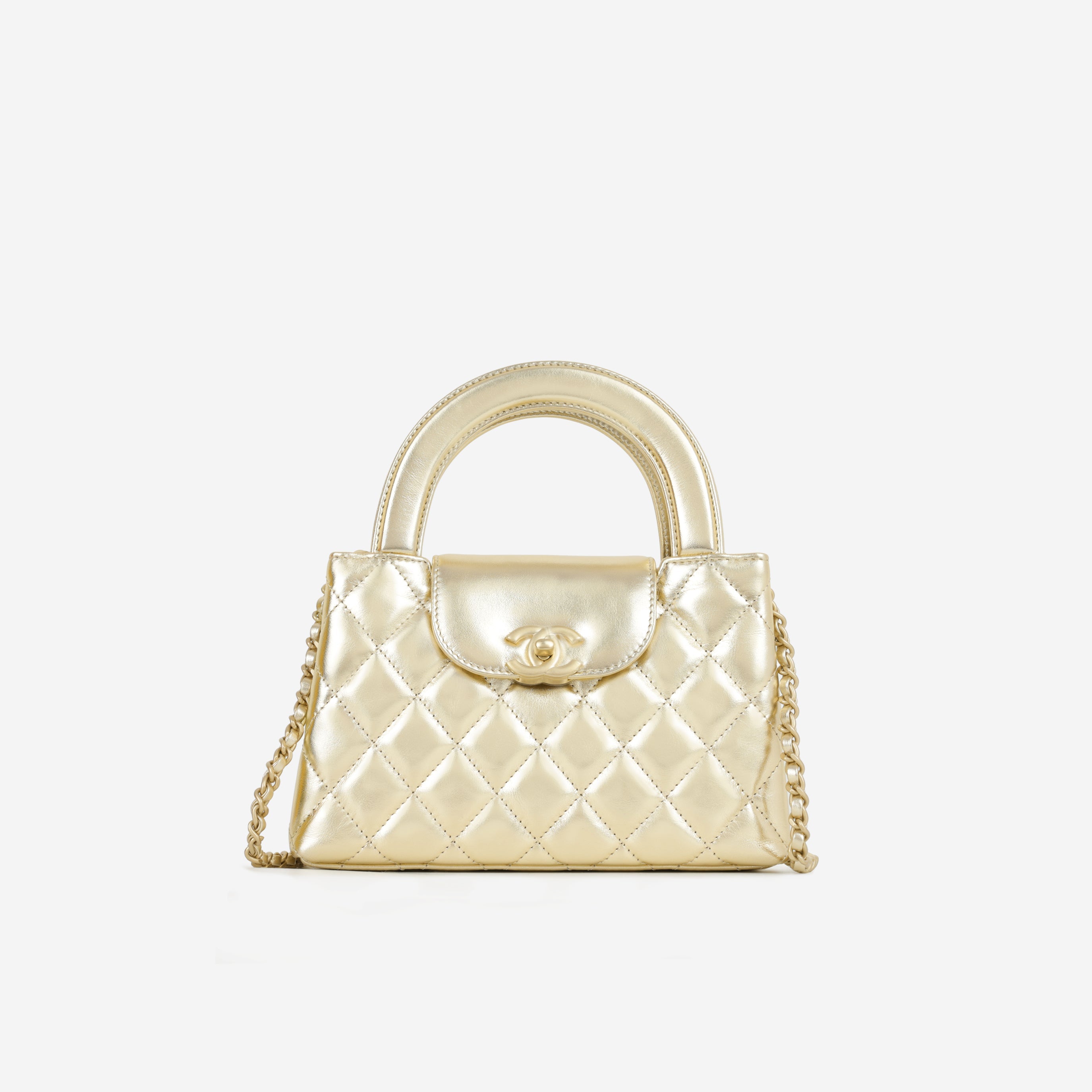 Chanel Small Kelly Re-Edition - Champagne Metallic Lambskin | Champagne Gold Hardware