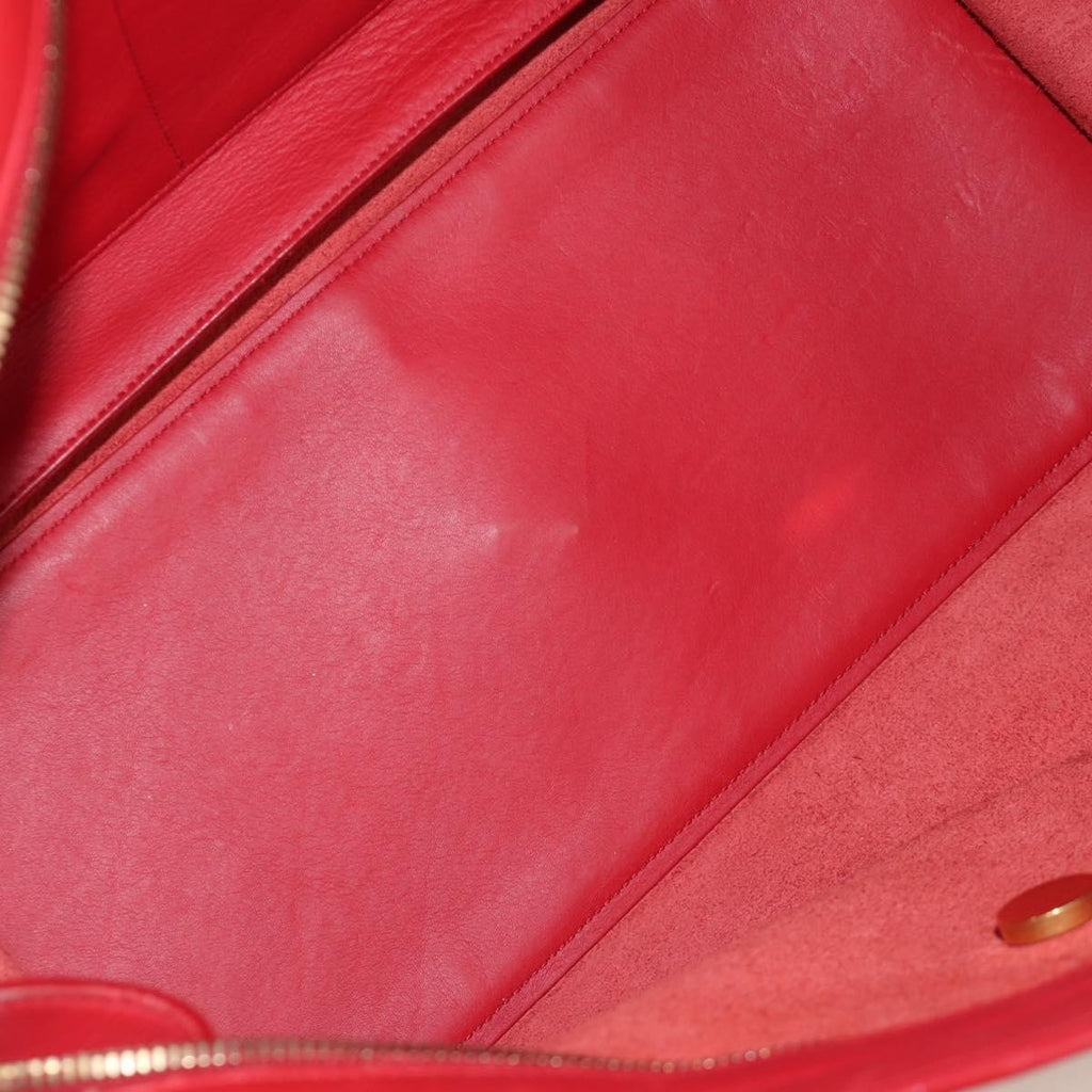 Saint Laurent Classic Y Cabas Leather Red Leather Handbag (Authentic Pre-Loved)