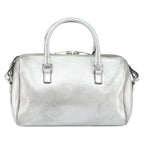Saint Laurent Classic Duffle Bag Leather Silver Leather Handbag (Authentic Pre-Loved)