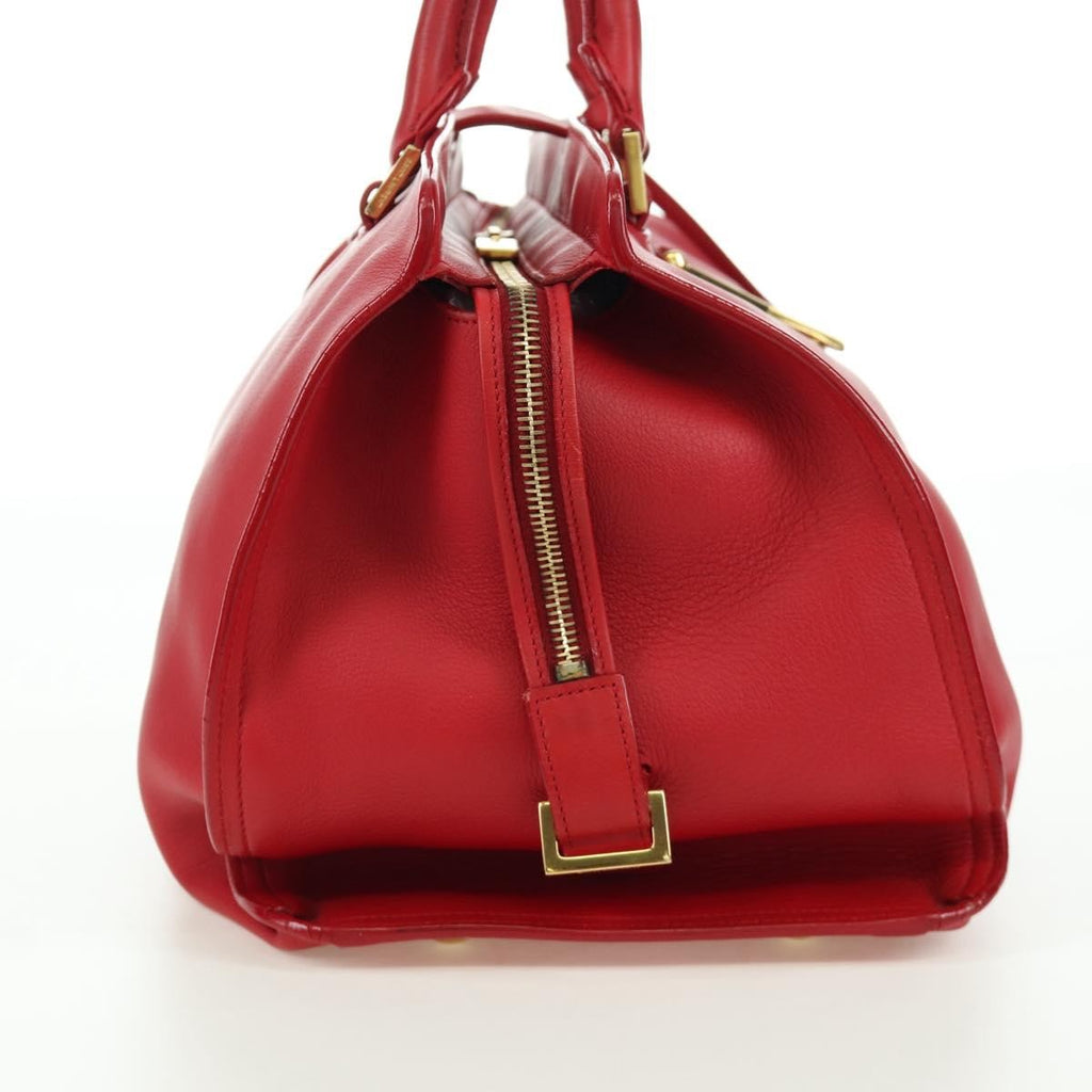 Saint Laurent Classic Y Cabas Leather Red Leather Handbag (Authentic Pre-Loved)