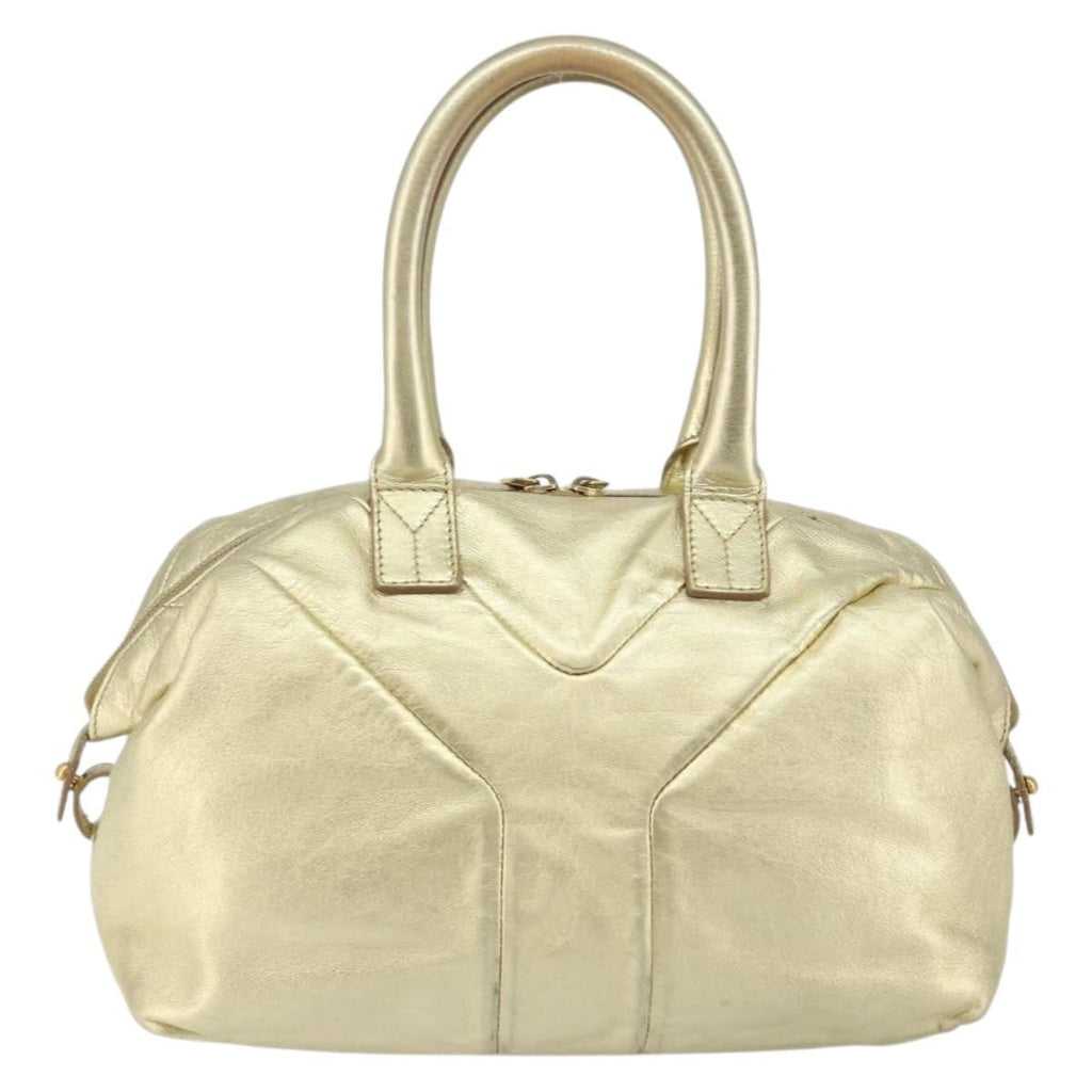 Saint Laurent Easy Y Bag Pebbled Leather Gold Leather Bag (Authentic Pre-Loved)