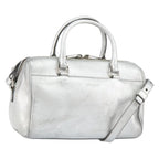 Saint Laurent Classic Duffle Bag Leather Silver Leather Handbag (Authentic Pre-Loved)