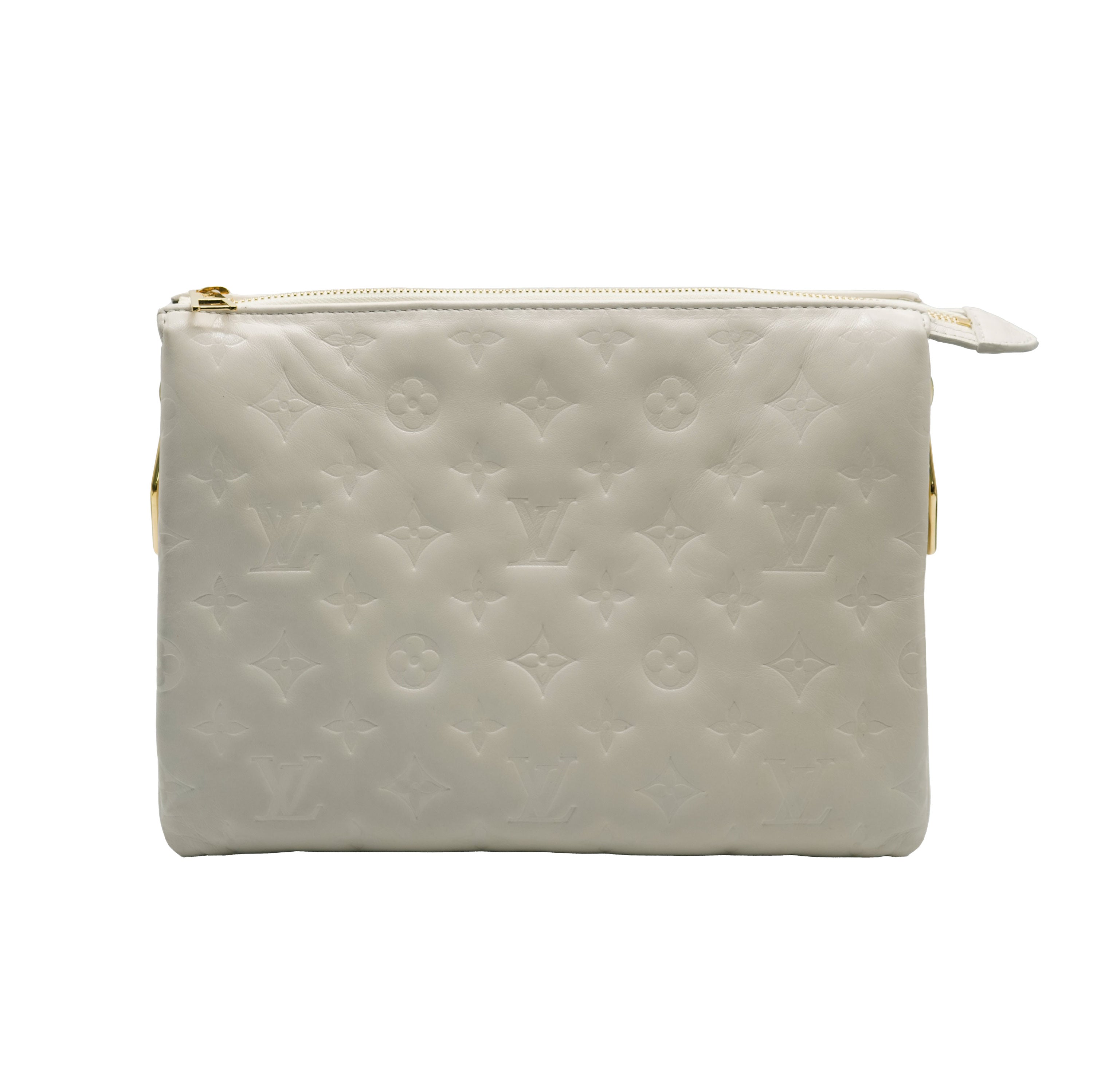 Louis Vuitton Cream Puffy Lambskin Monogram Coussin PM