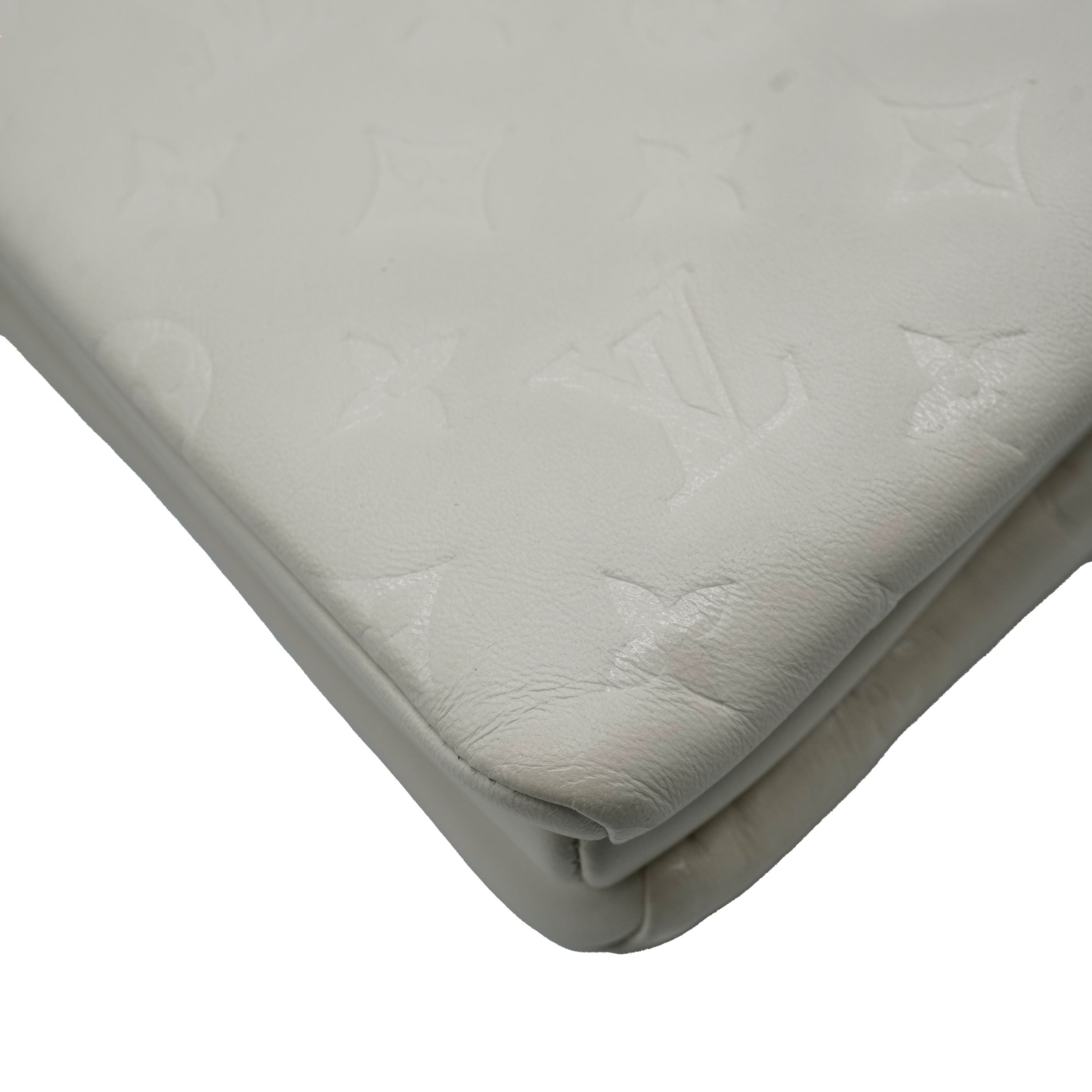 Louis Vuitton Cream Puffy Lambskin Monogram Coussin PM