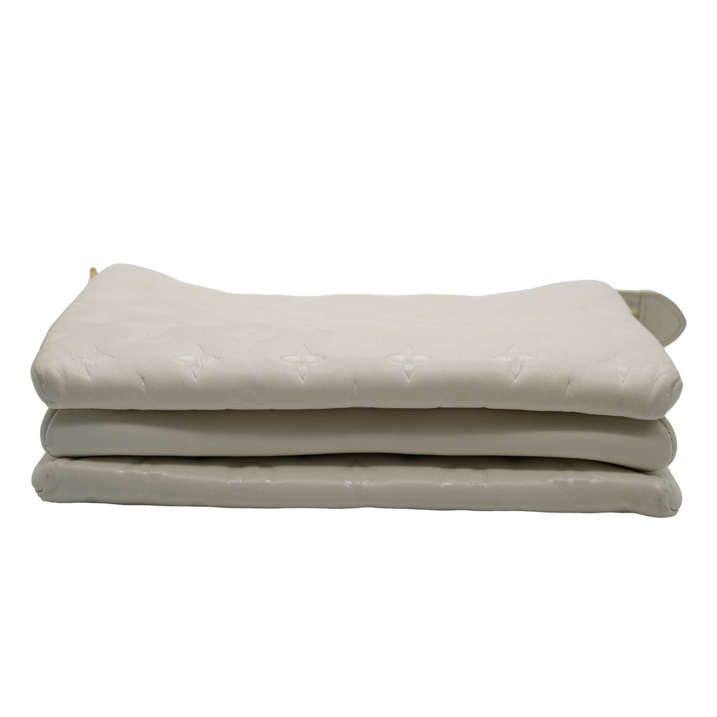Louis Vuitton Cream Puffy Lambskin Monogram Coussin PM