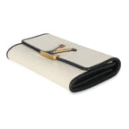 Louis Vuitton Black Taurillon Beige Canvas Capucines Wallet