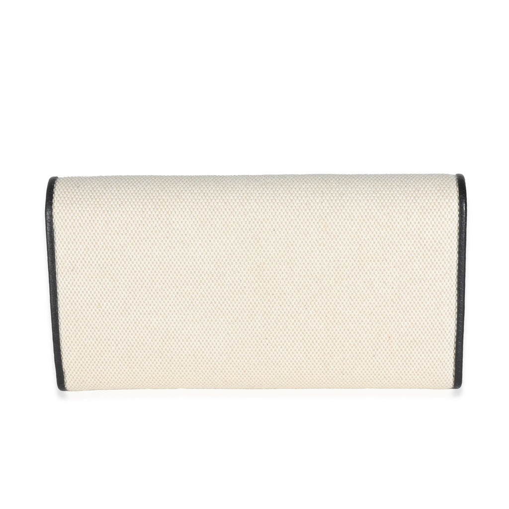 Louis Vuitton Black Taurillon Beige Canvas Capucines Wallet