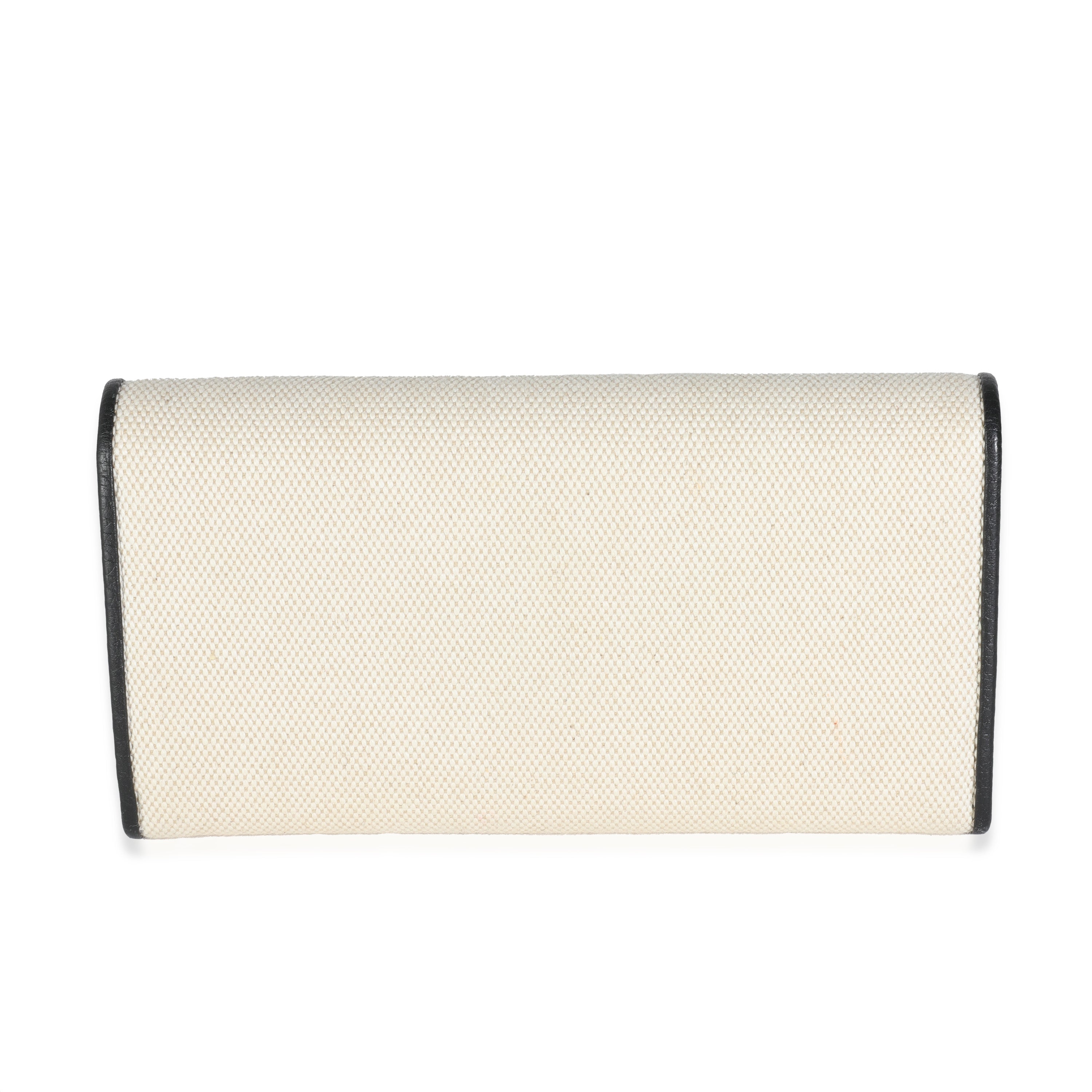 Louis Vuitton Black Taurillon Beige Canvas Capucines Wallet