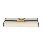 Louis Vuitton Black Taurillon Beige Canvas Capucines Wallet
