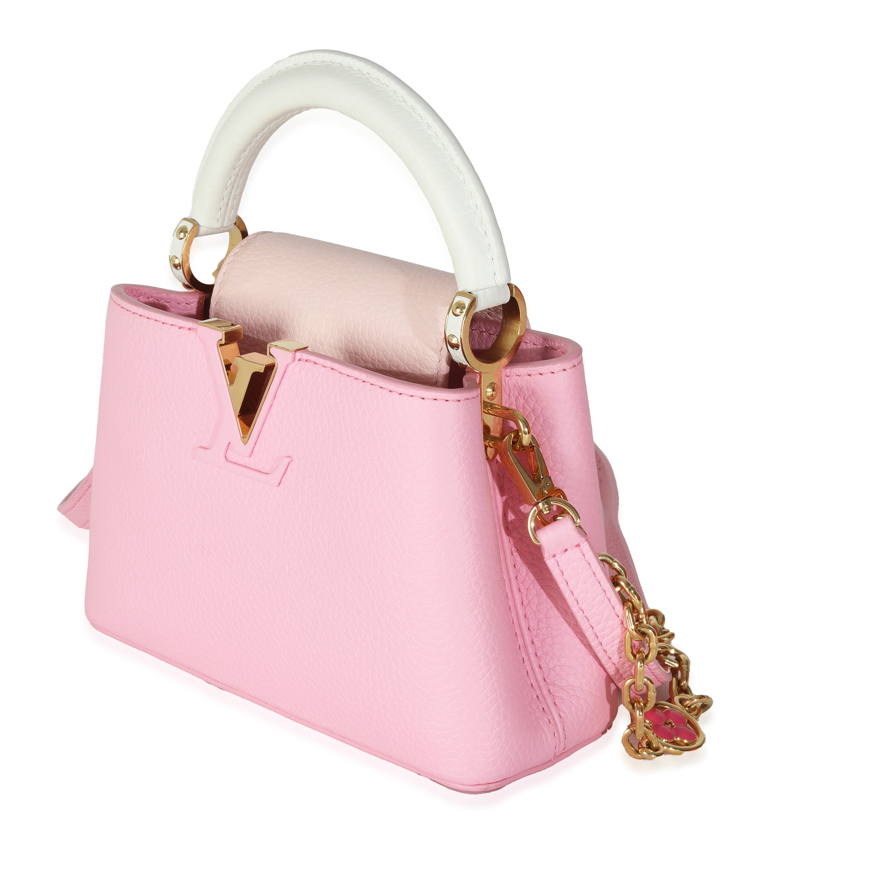 Louis Vuitton Candy Pink Taurillon Flower Chain Mini Capucines