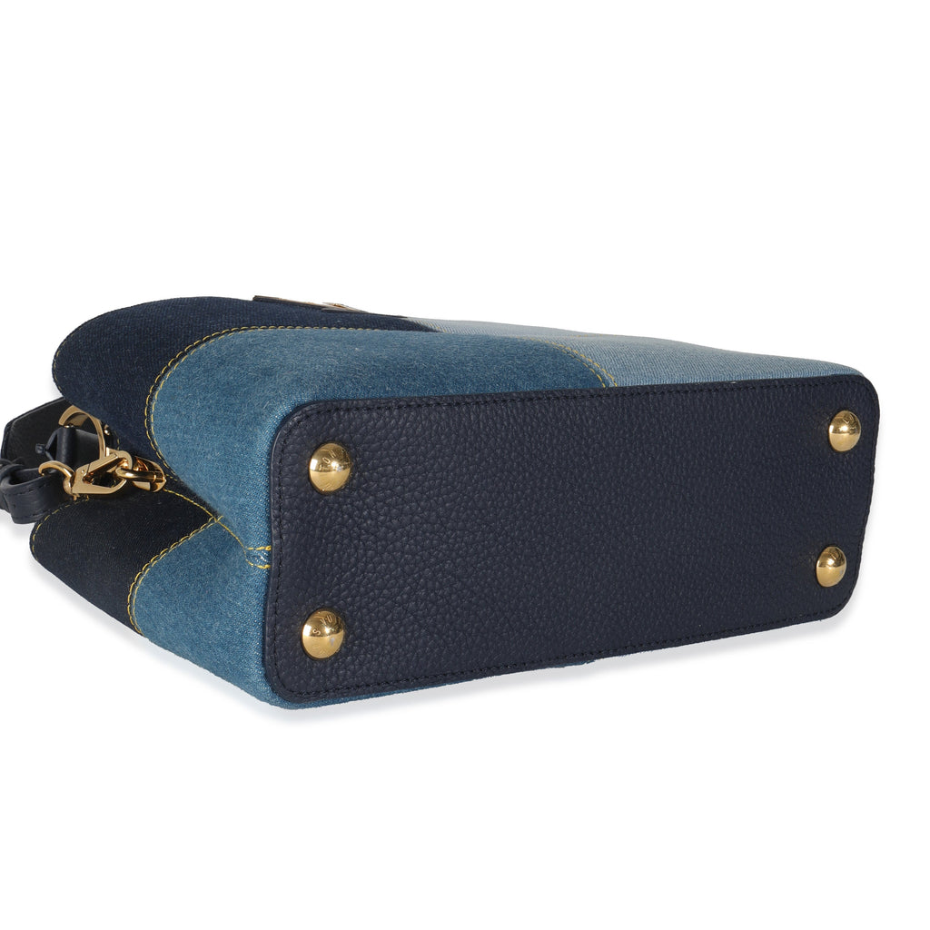 Louis Vuitton Navy Blue Patchwork Denim Capucines BB