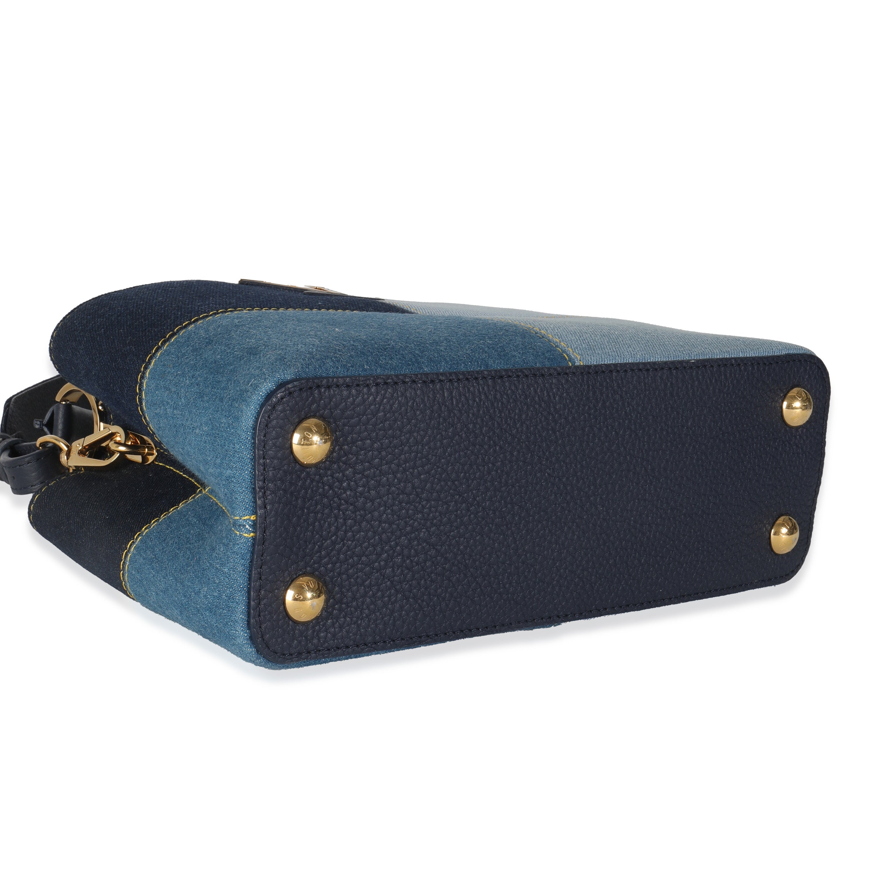 Louis Vuitton Navy Blue Patchwork Denim Capucines BB