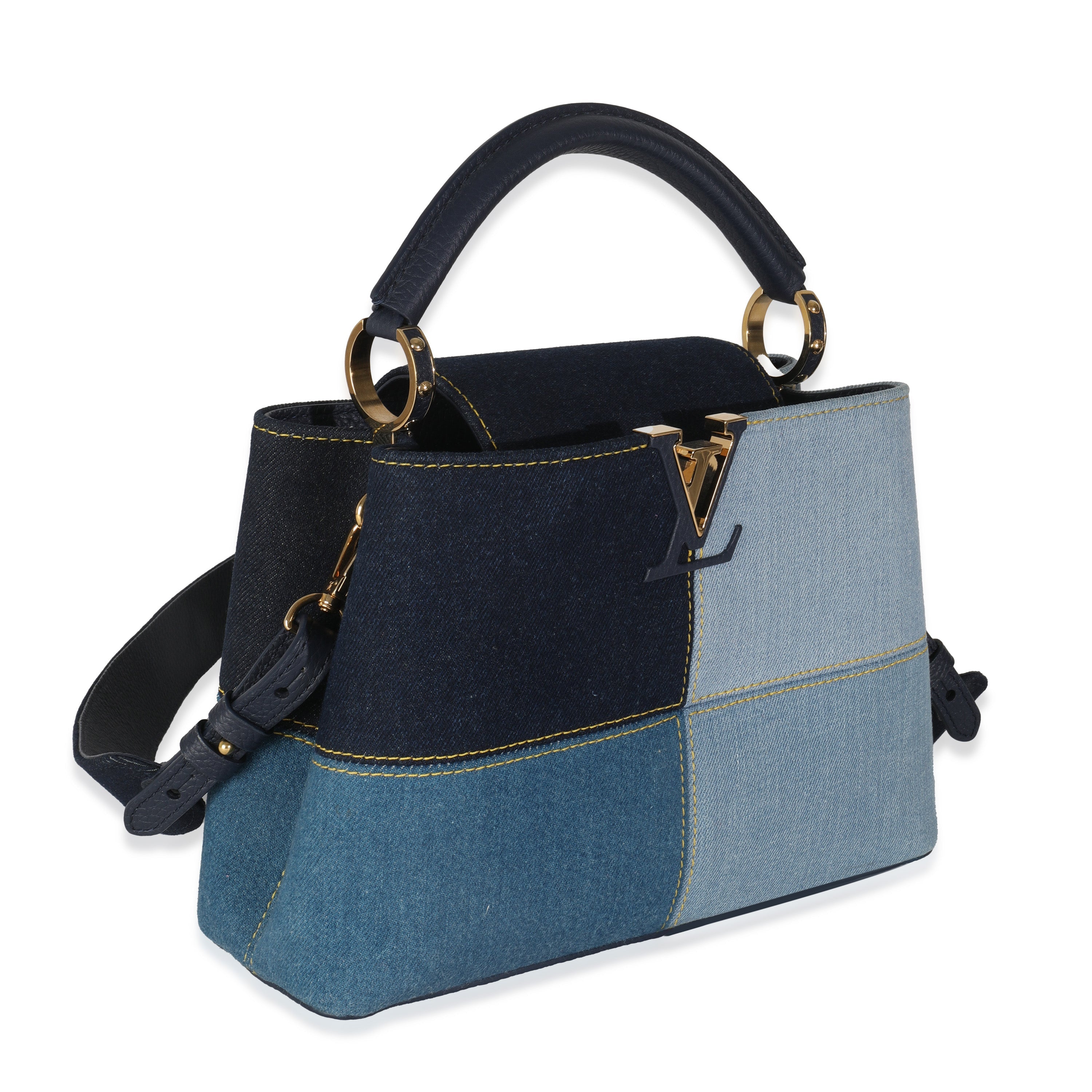 Louis Vuitton Navy Blue Patchwork Denim Capucines BB
