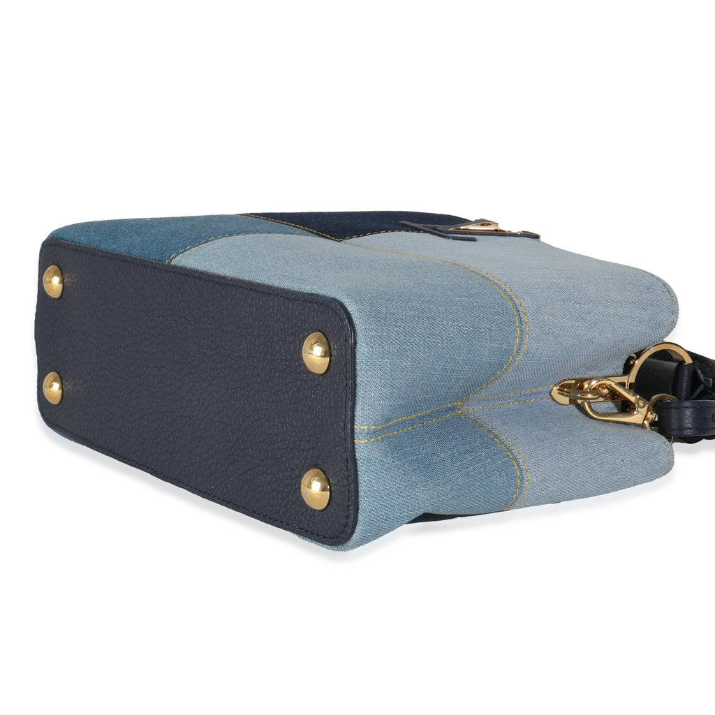 Louis Vuitton Navy Blue Patchwork Denim Capucines BB
