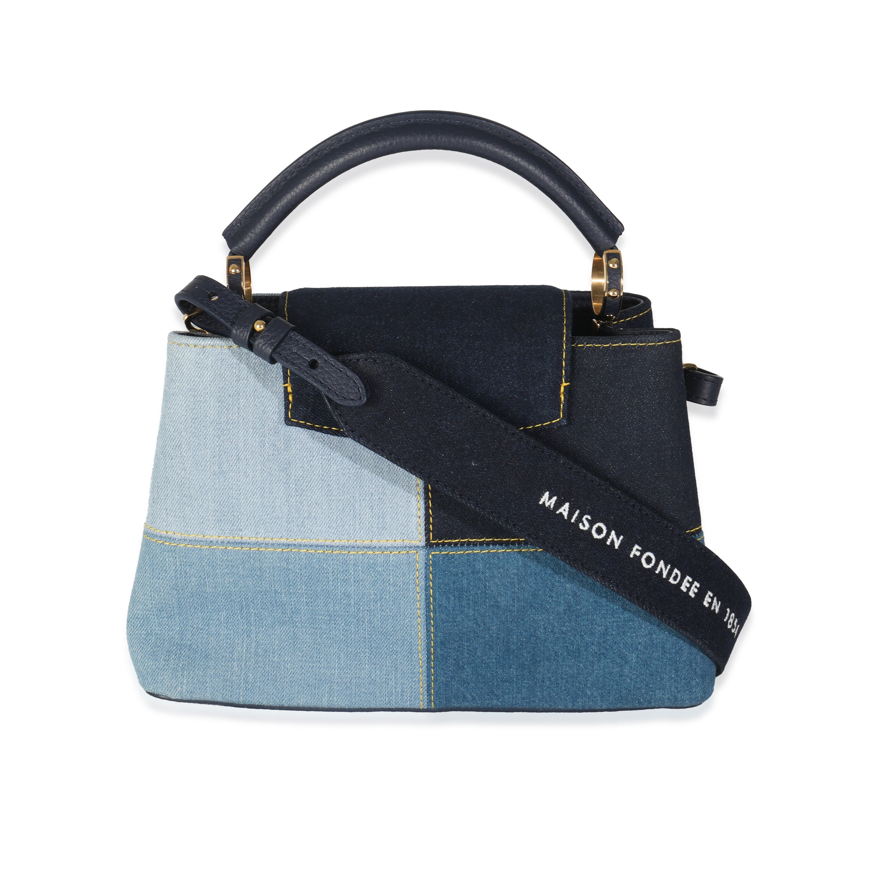 Louis Vuitton Navy Blue Patchwork Denim Capucines BB