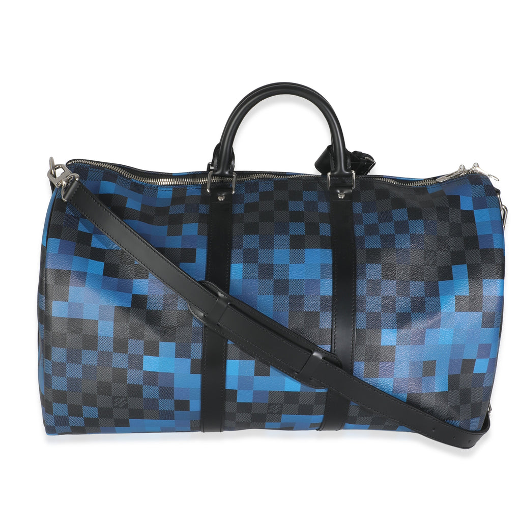 Louis Vuitton Blue Damier Graphite Canvas Pixel Canvas Keepall Bandouliere 50
