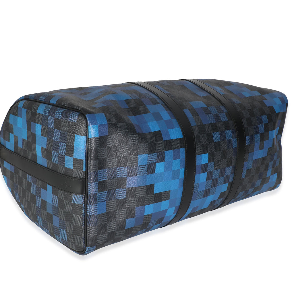 Louis Vuitton Blue Damier Graphite Canvas Pixel Canvas Keepall Bandouliere 50