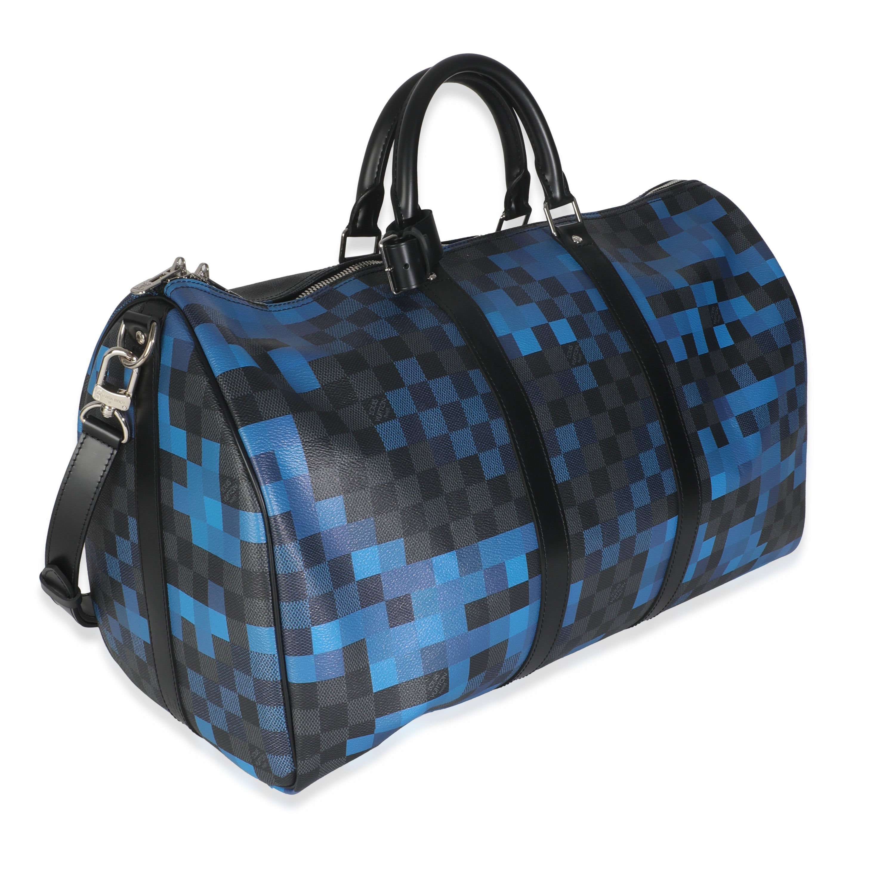Louis Vuitton Blue Damier Graphite Canvas Pixel Canvas Keepall Bandouliere 50