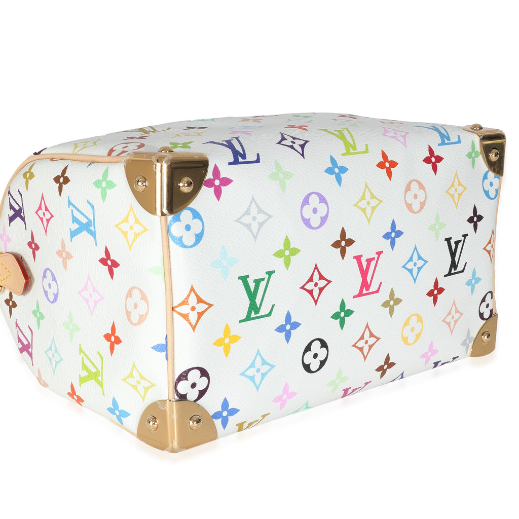 Louis Vuitton x TM Monogram White Multicolor Canvas Speedy Bandouliere 25