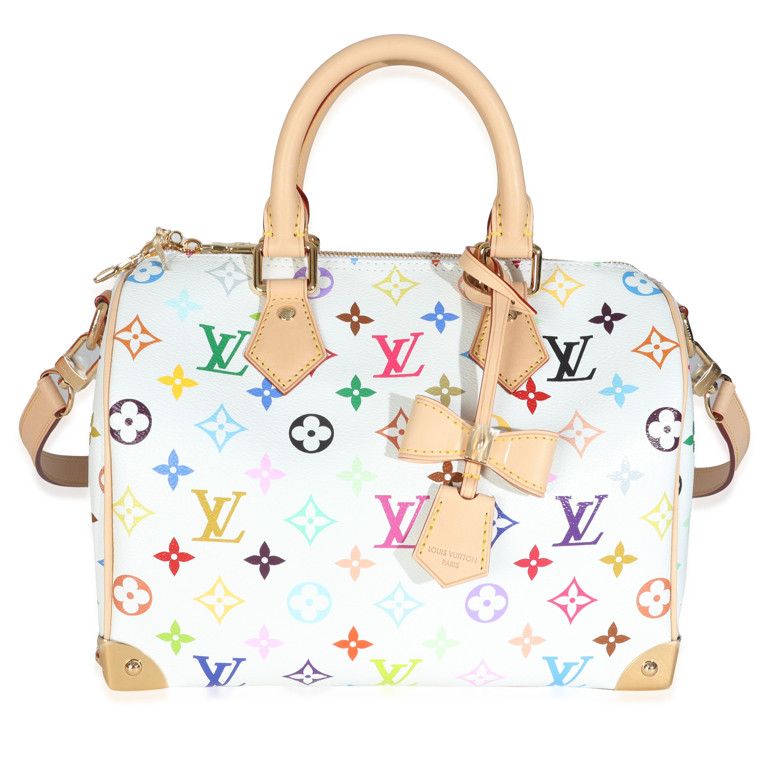 Louis Vuitton x TM Monogram White Multicolor Canvas Speedy Bandouliere 25