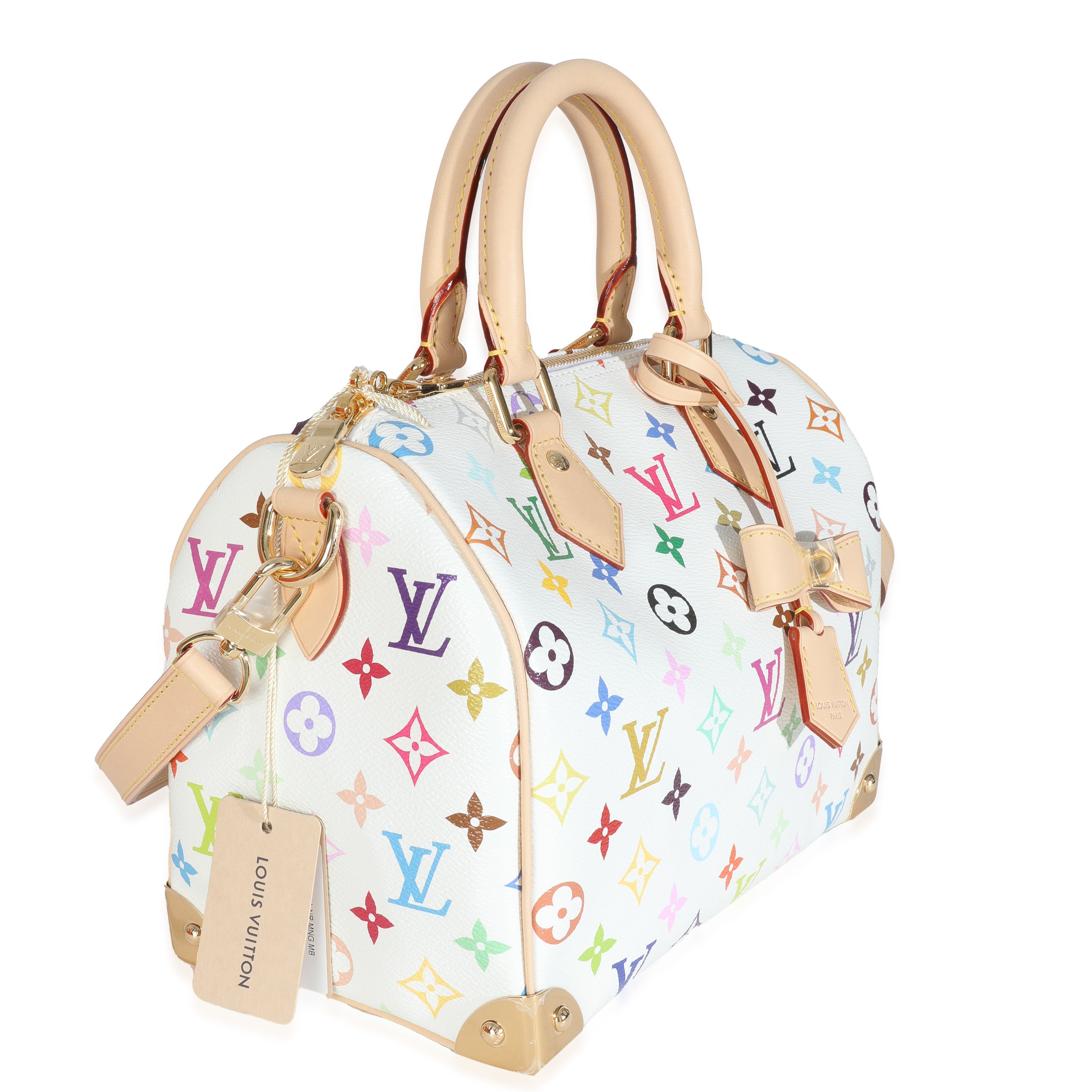 Louis Vuitton x TM Monogram White Multicolor Canvas Speedy Bandouliere 25