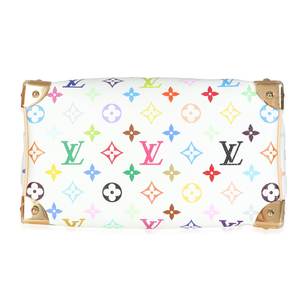 Louis Vuitton x TM Monogram White Multicolor Canvas Speedy Bandouliere 25
