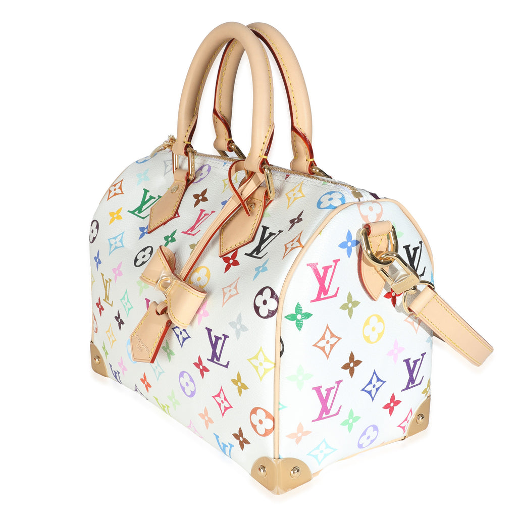 Louis Vuitton x TM Monogram White Multicolor Canvas Speedy Bandouliere 25