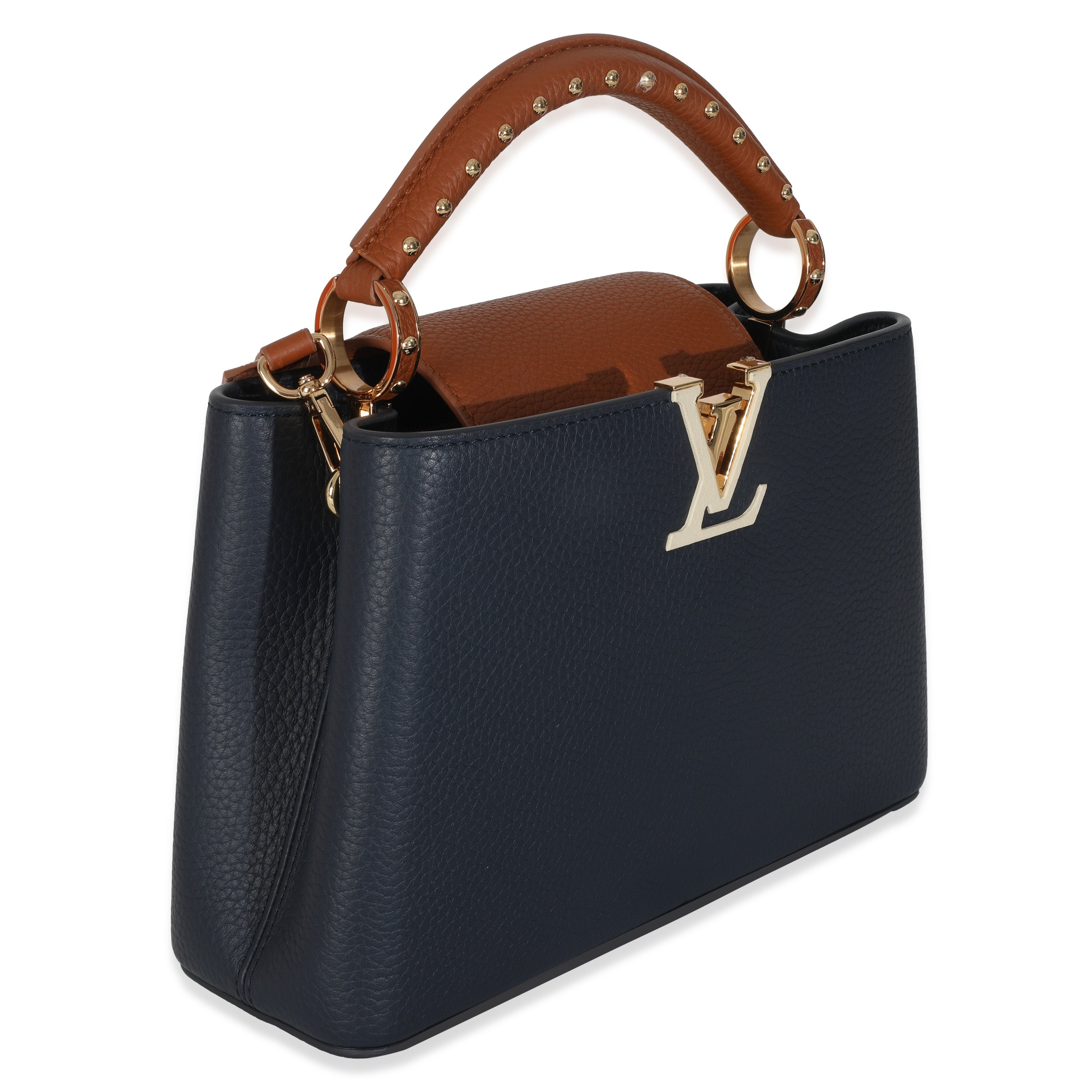 Louis Vuitton Bleu De France Blue Taurillon Studded Capucines BB