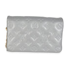 Louis Vuitton Silver Metallic Lambskin Embossed Monogram Pochette Coussin
